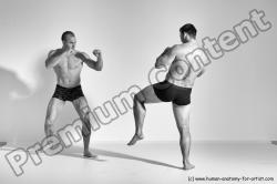 Underwear Martial art Man - Man White Moving poses Athletic Short Brown Dynamic poses Academic